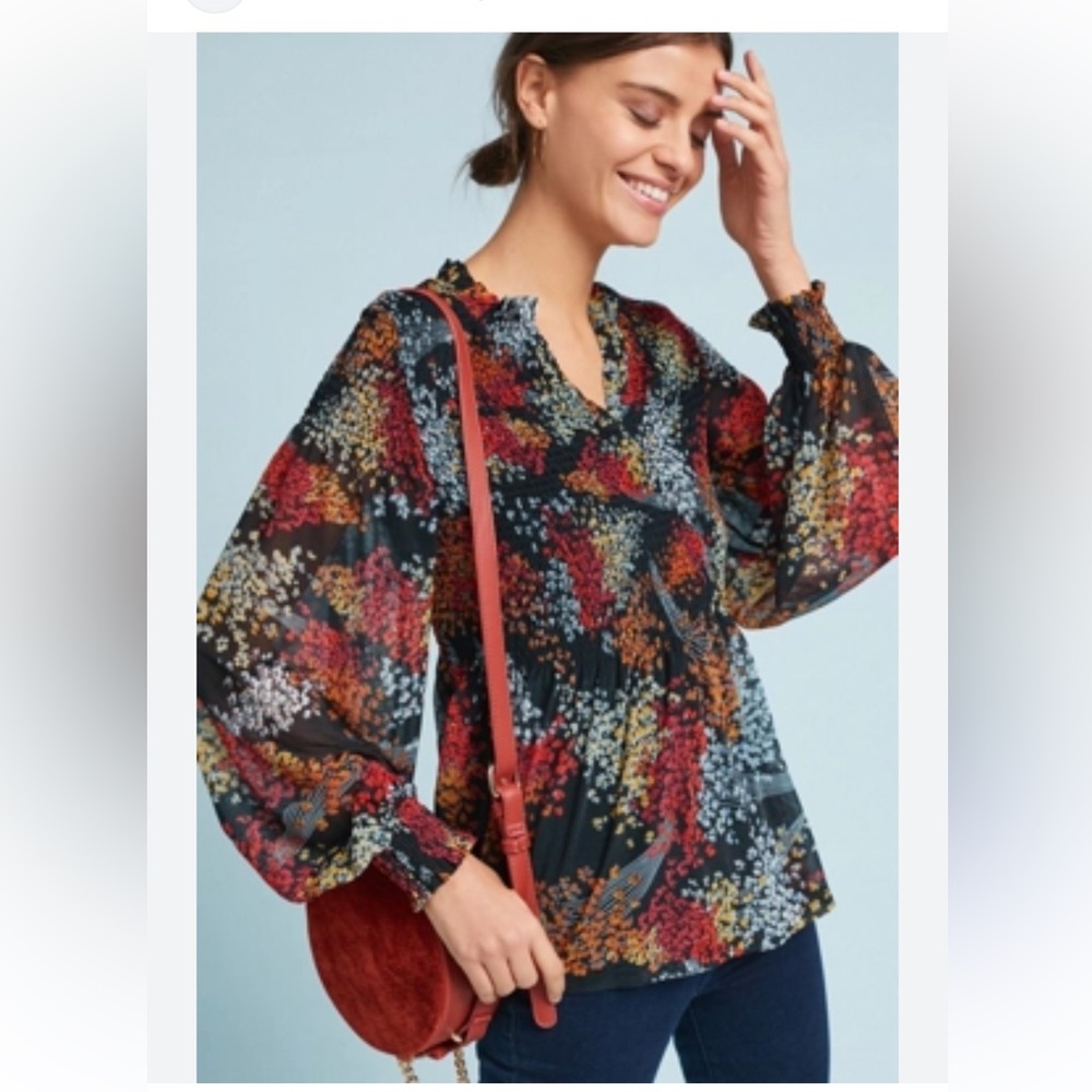 Anthropologie Adria Smoked top by Akemi + Kin.